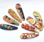 Kimono Hair Clips – Set of 2 Snap Barrettes Made from Upcycled Japanese Vintage Kimono Fabric – Handmade Gift