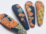 Kimono Hair Clips – Set of 2 Snap Barrettes Made from Upcycled Japanese Vintage Kimono Fabric – Handmade Gift