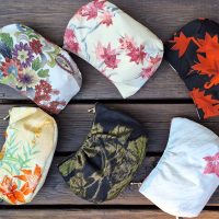 Kimono Clam-shaped Pouch made of Japanese Vintage Kimono with YKK Zipper Fabric cosmetic pouch small bag antique kimono repurposed upcycling