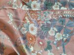 Kimono Jacket Long made of Japanese Vintage Kimono Fabric Antique Kimono Gown Kimono Robe Silk with Flower Print shining coral pink relaxing
