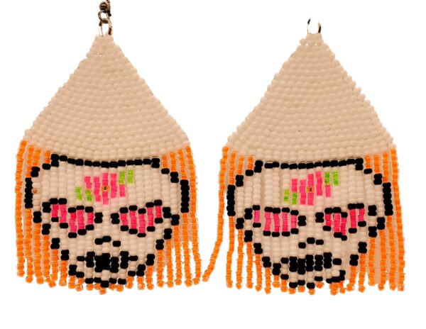 Pastel Goth Sugar Skull Earrings - Dia de los Muertos Beaded Halloween Jewelry - Creepy Cute Accessory