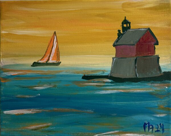 Sunset at Grand Haven Contemporary Landscape Painting