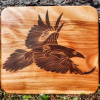 'Raven and the Moon' wooden cutting board/charcuterie board