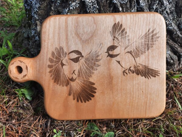 'Chickadees' wooden cutting board/charcuterie board