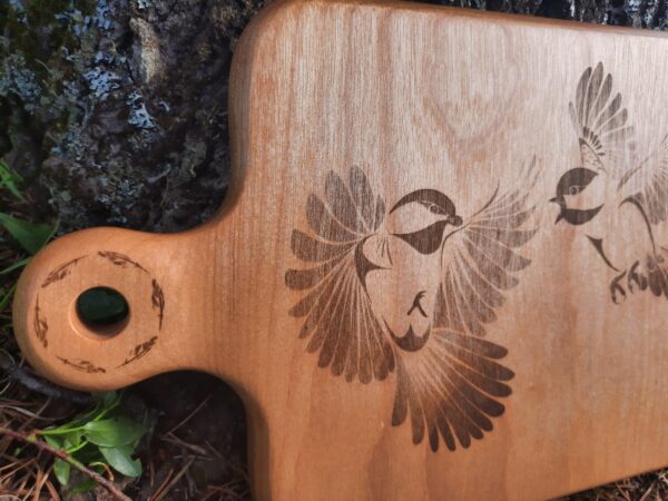 'Chickadees' wooden cutting board/charcuterie board