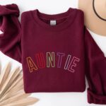 Auntie Embroidered Sweatshirt | Rainbow Letter Design