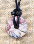Mens Boho Mexican Porcelain Jasper Pendant Necklace - 18 Inch Surfer Style Natural Stone Jewelry