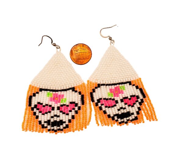Pastel Goth Sugar Skull Earrings - Dia de los Muertos Beaded Halloween Jewelry - Creepy Cute Accessory