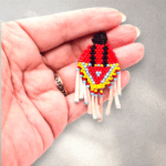 Handcrafted Indigenous Seed Bead Earrings: Fancy Shawl Dancer with Dentalium Fringe - Dangle, Stud, Clip-on