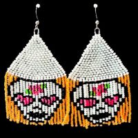 Pastel Goth Sugar Skull Earrings - Dia de los Muertos Beaded Halloween Jewelry - Creepy Cute Accessory