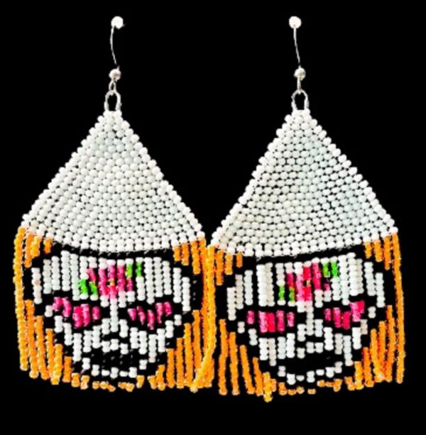 Pastel Goth Sugar Skull Earrings - Dia de los Muertos Beaded Halloween Jewelry - Creepy Cute Accessory