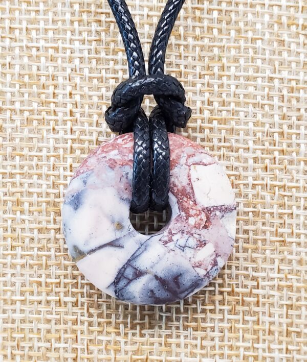 Mens Boho Mexican Porcelain Jasper Pendant Necklace - 18 Inch Surfer Style Natural Stone Jewelry