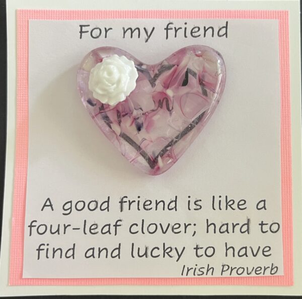 For My Friend card with medium glass pocket heart