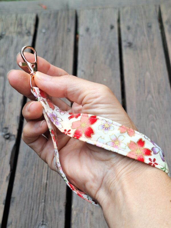 Handmade Wristlet Keychain – Japanese Style Cotton Fabric Strap (Red & Black Designs) | Made in Canada