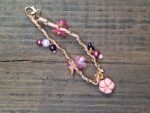 One-of-a-Kind Kimono Blossom Bag Charm – Handmade Japanese Fabric Accessory with Floral and Pearl Accents
