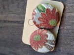 Kimono Fabric Covered Button Earrings | 22mm Japanese Textile Jewelry | made of authentic Japanese Vintage Kimono Upcycled | Handmade in Canada