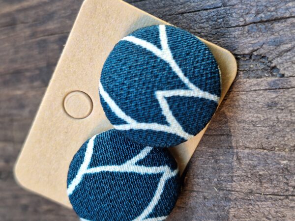Kimono Fabric Covered Button Earrings | 22mm Japanese Textile Jewelry | made of authentic Japanese Vintage Kimono Upcycled | Handmade in Canada