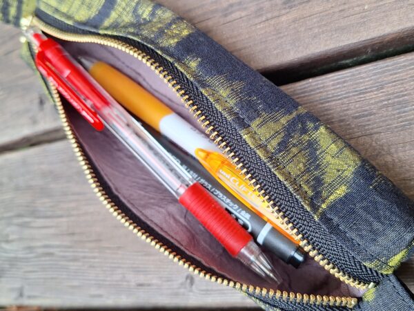 Handmade Silk Pencil Case – Upcycled Kimono Fabric, Small Zipper Pouch | Made in Canada