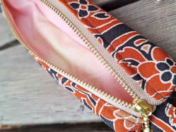 Handmade Silk Pencil Case – Upcycled Kimono Fabric, Small Zipper Pouch | Made in Canada