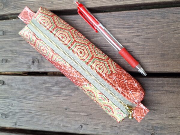 Handmade Silk Pencil Case – Upcycled Kimono Fabric, Small Zipper Pouch | Made in Canada