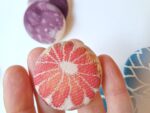 Kimono Fabric Covered Button Earrings | 38mm Japanese Textile Jewelry | made of authentic Japanese Vintage Kimono Upcycled | Handmade in Canada
