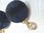 Kimono Fabric Button Earrings with Glass Bead – Handmade Japanese Style Studs, 22mm