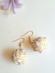 Authentic Kimono Silk Round Ball Earrings – Handmade Japanese Fabric Dangle Jewelry
