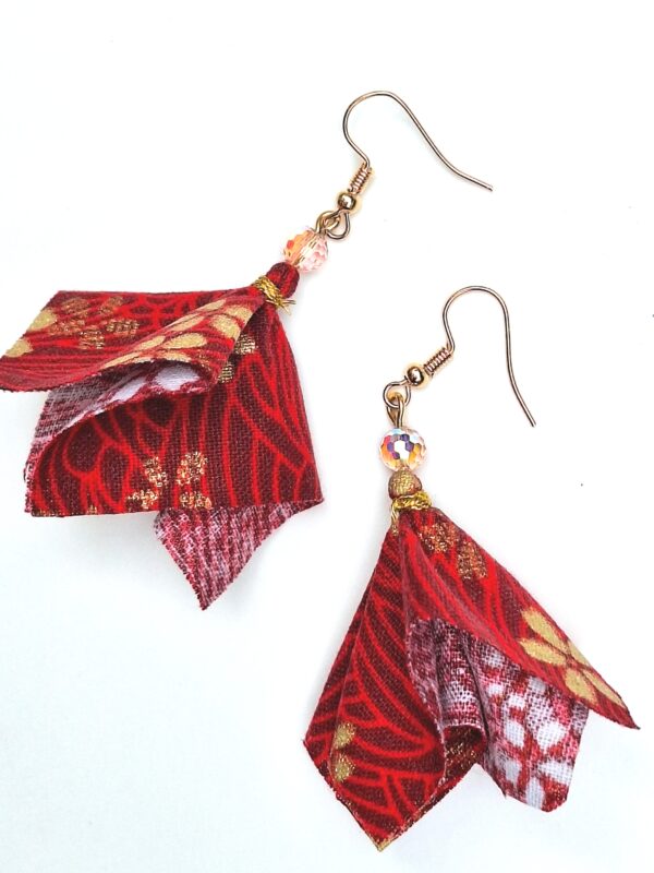 Japanese Style Fabric Tassel Earrings – Cotton, Lightweight Origami-Inspired Dangle Jewelry | Multiple Colors | Free Shipping | Handmade in Canada