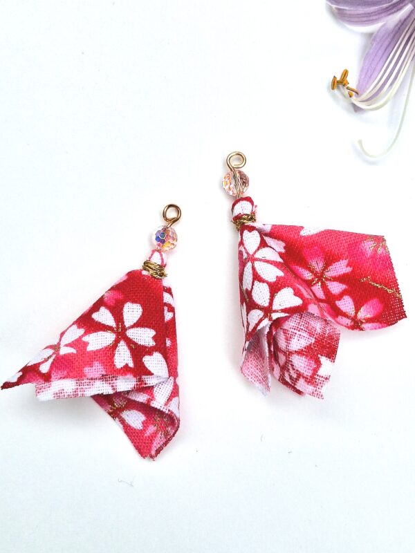 Japanese Style Fabric Tassel Earrings – Cotton, Lightweight Origami-Inspired Dangle Jewelry | Multiple Colors | Free Shipping | Handmade in Canada
