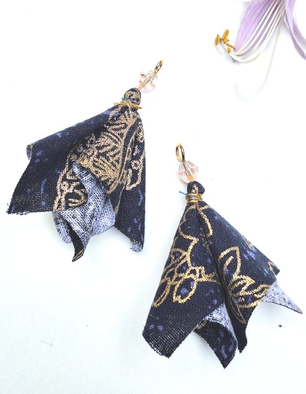 Japanese Style Fabric Tassel Earrings – Cotton, Lightweight Origami-Inspired Dangle Jewelry | Multiple Colors | Free Shipping | Handmade in Canada