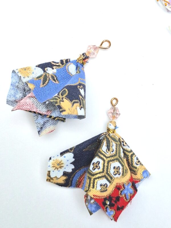 Japanese Style Fabric Tassel Earrings – Cotton, Lightweight Origami-Inspired Dangle Jewelry | Multiple Colors | Free Shipping | Handmade in Canada