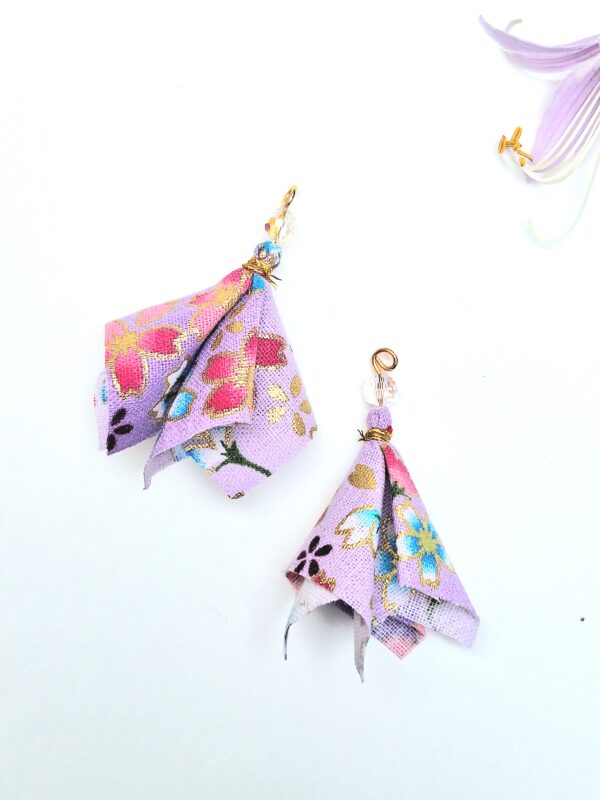 Japanese Style Fabric Tassel Earrings – Cotton, Lightweight Origami-Inspired Dangle Jewelry | Multiple Colors | Free Shipping | Handmade in Canada