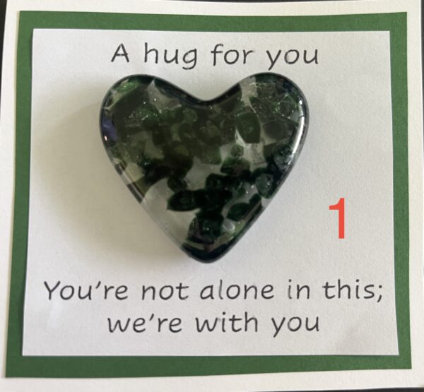 A Hug for You card with medium heart "You're not alone in this; I am with you"