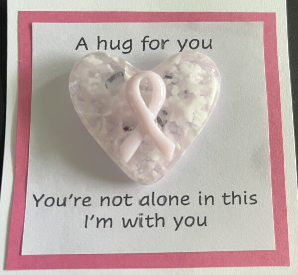 A Hug for You card with medium heart "You're not alone in this; I am with you"