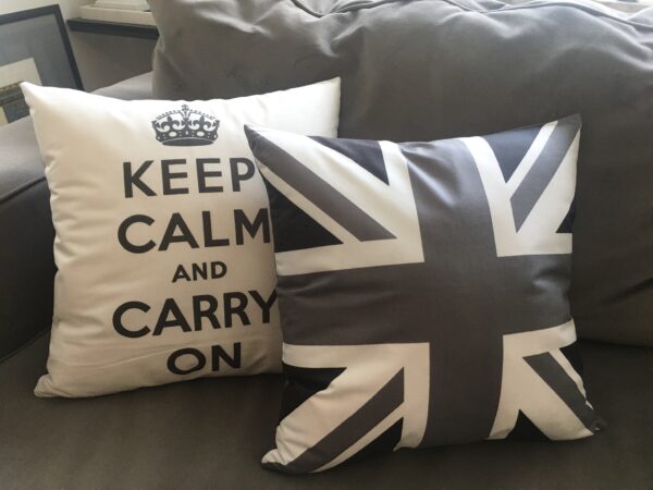 Keep Calm and Carry On Pillow GREY