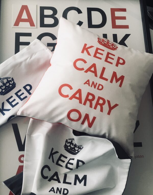 Keep Calm and Carry On Pillow RED