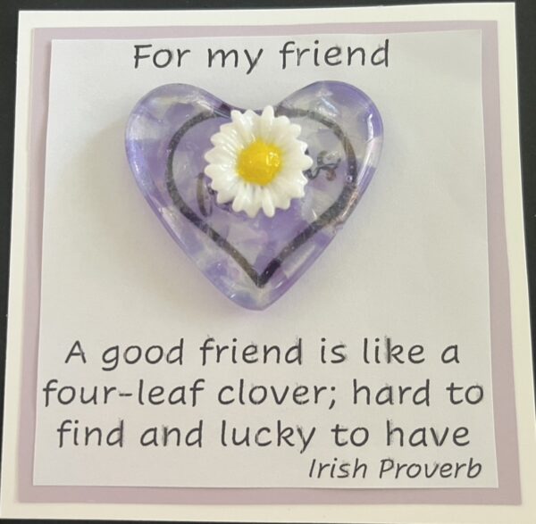 For My Friend card with medium glass pocket heart