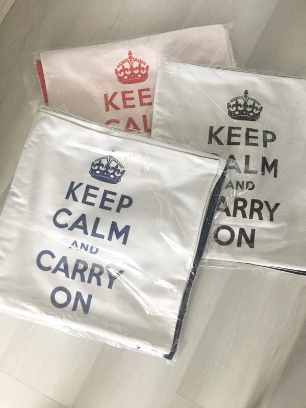Keep Calm and Carry On Pillow BLUE