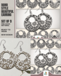 Boho Earring Set of 9 Pair Design Set - EXCLUSIVE DESIGN - 9 Pair Set for just 20*