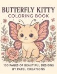 Butterfly Kitty Coloring Book - 100 Pages of Beautiful Designs - Digital Download