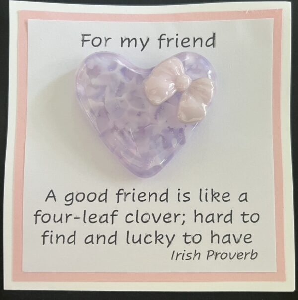 For My Friend card with medium glass pocket heart