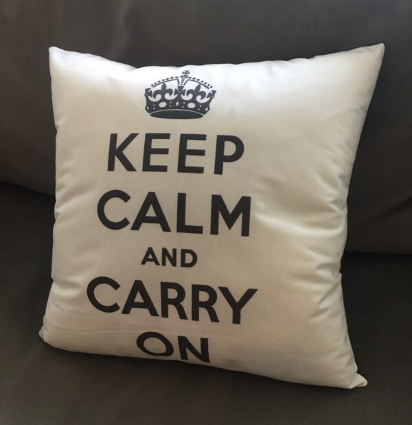Keep Calm and Carry On Pillow GREY