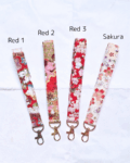Handmade Wristlet Keychain – Japanese Style Cotton Fabric Strap (Red & Black Designs) | Made in Canada