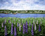 Lupines and Boats Print