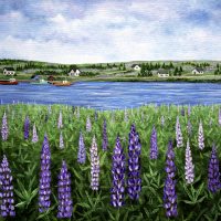 Lupines and Boats Print