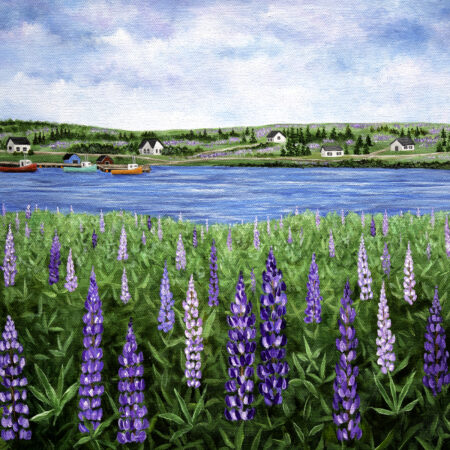 Lupines and Boats Print