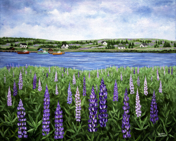 Lupines and Boats Print