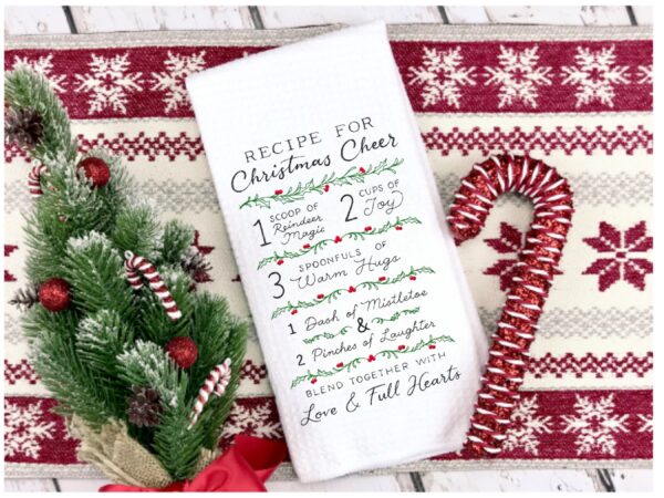 Recipe for Christmas Cheer Recipe Tea Towel | Holiday Baking Gift