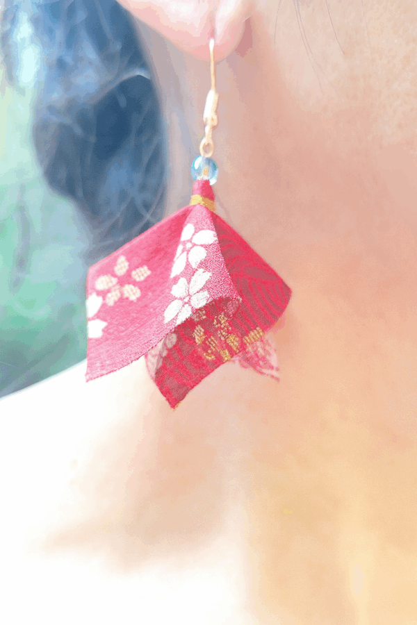 Japanese Style Fabric Tassel Earrings – Cotton, Lightweight Origami-Inspired Dangle Jewelry | Multiple Colors | Free Shipping | Handmade in Canada