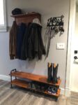 Steampunk style Shoe Rack with union style handles , Entryway Organizer, rustic shoe rack, Shoe Organizer, unique shoe rack
